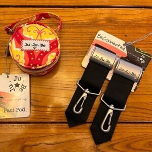 Ju-Ju-Be Set - BeConnected Stroller hooks and PaciPod - Coral Kiss Retired Print